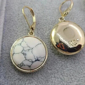 KC vintage gold tone marble looks design earrings